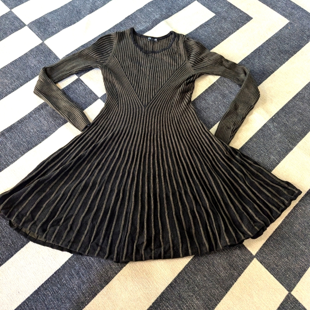 Express Olive Ribbed Sweater Dress S